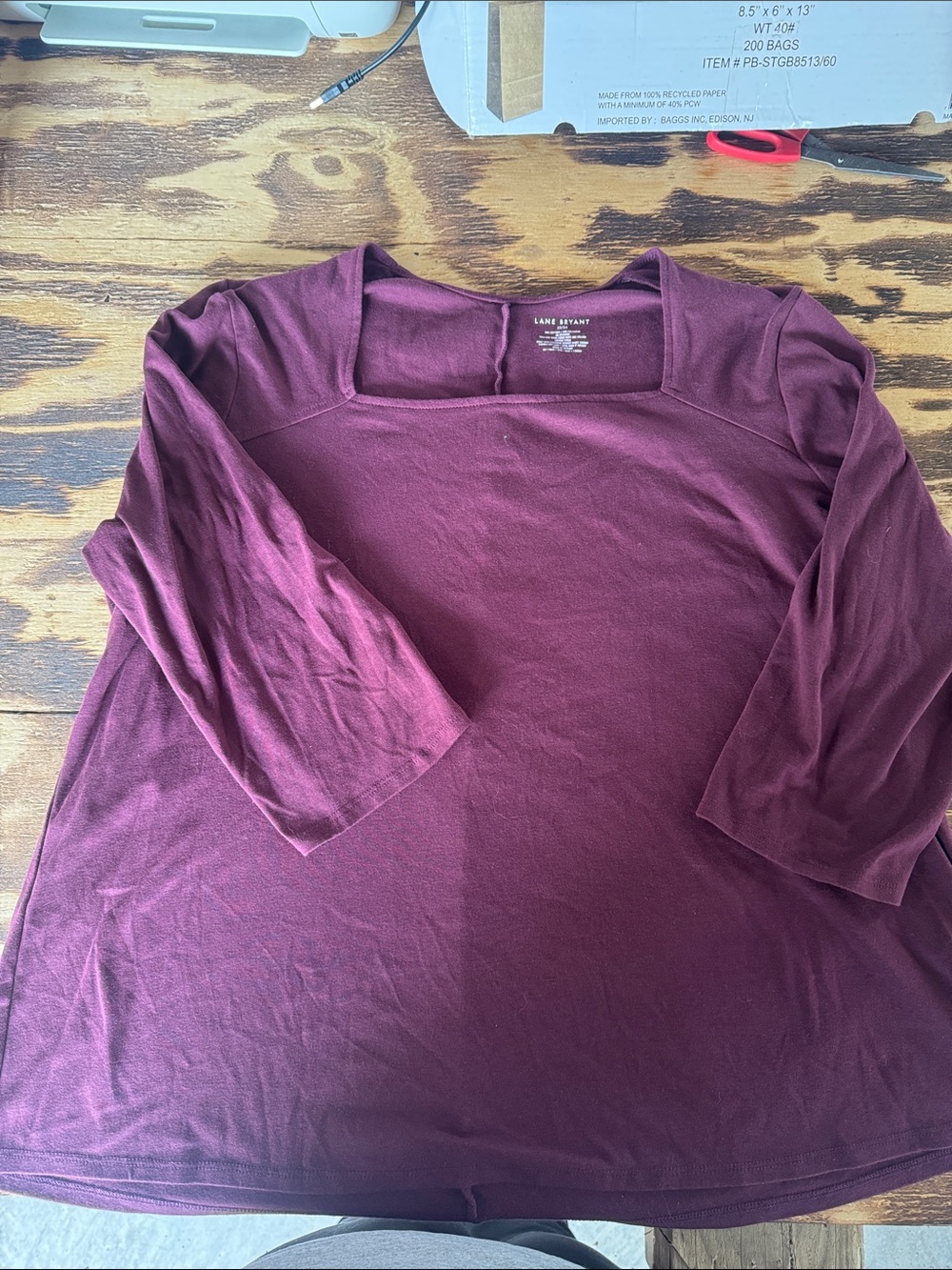 Lane Bryant Plum Scoop Neck Long Sleeve Tee